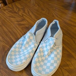 Women's Blue Checkered Slip-On Shoes